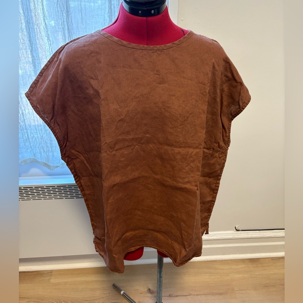 Everlane Brown Boxy Short-Sleeve Tunic